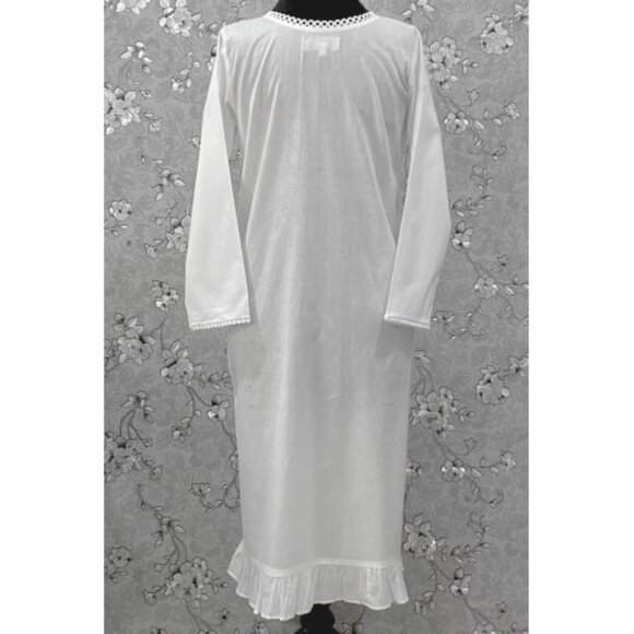 SoieRose SR-1216 Victorian Cotton Nightgown – Embroidered Front & Ruffle Hem - Picture 7 of 8